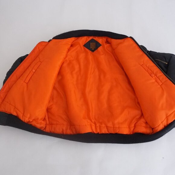 Vintage '90s Tradesman Black Orange Liner Ribbed Zip Up Bomber Pilot Jacket XL - Picture 11 of 13